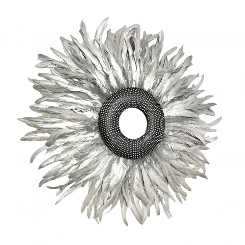 Oglinda decorativa cu pene argintii SILVER, 65-75 CM [1]