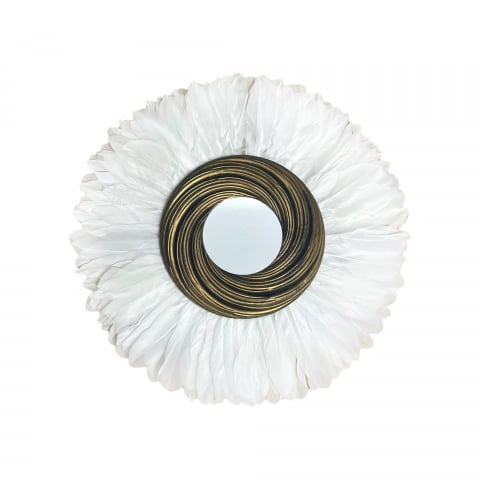 HOL - Oglinda decorativa de perete cu pene albe DOVE, 55 cm