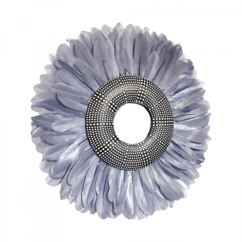 Oglinda decorativa de perete cu pene gri GRESY, 50 cm [1]