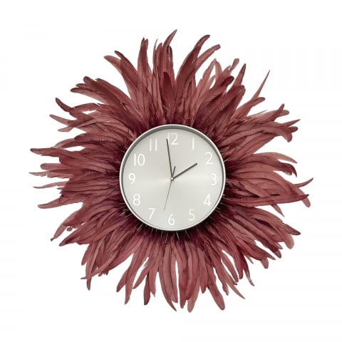 Ceasuri de perete - Ceas decorativ de perete cu pene maro BRAINY, 70-75 cm