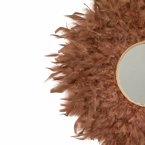 Oglinda decorativa cu pene maro SARRA BROWN, 50-52 CM [1]