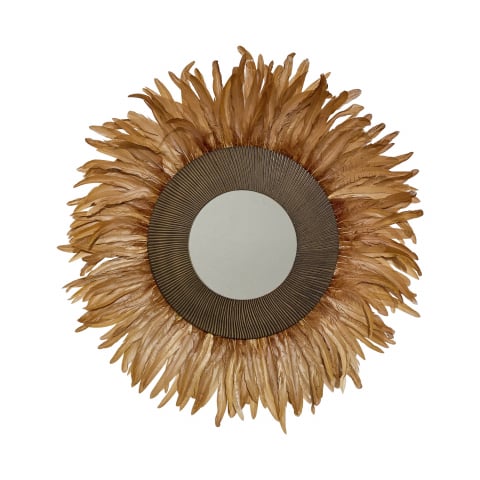 Oglinzi - Oglinda decorativa cu pene maro RUSTER, 80-85 cm