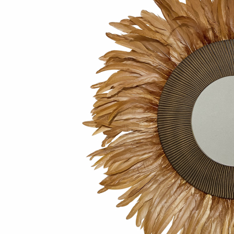 Oglinda decorativa cu pene maro STAMY, 80-85 CM [1]