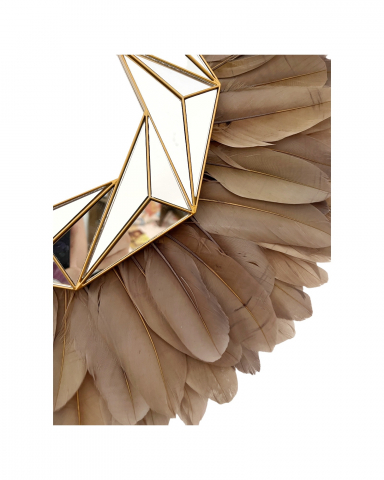 Oglinda decorativa de perete cu pene cafenii CREMY, 50-55 cm [2]