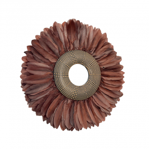 Oglinda decorativa de perete cu pene maro SCOTTY, 50-55 cm [1]