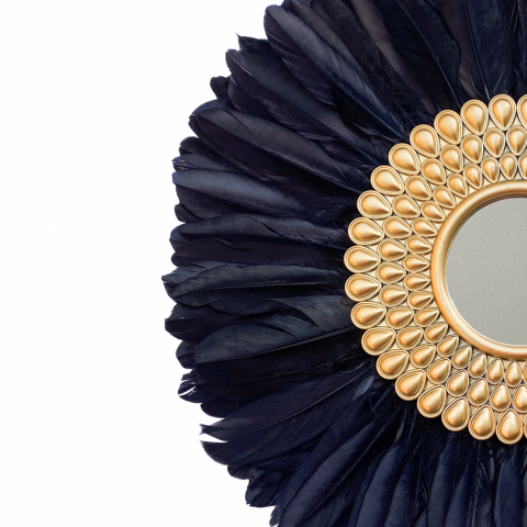 Oglinda decorativa de perete cu pene negre AMANDA, 50-55 cm [1]