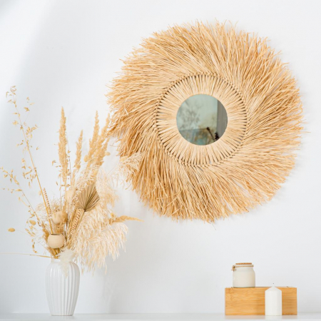 Oglinzi - Oglinda decorativa din rafie naturala SUN, 70 cm
