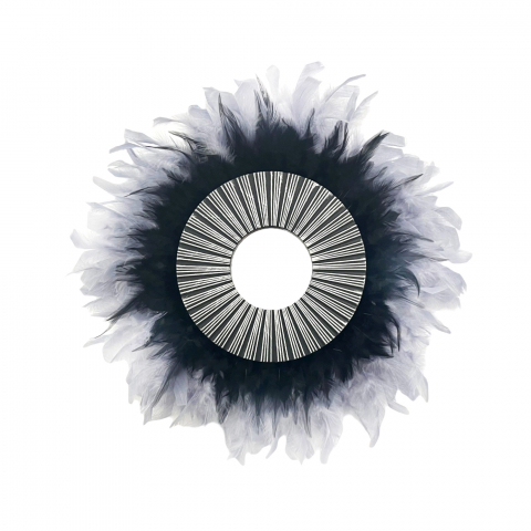Oglinzi - Oglinda decorative de perete cu pene negre/gri BLACK, 50-55 cm