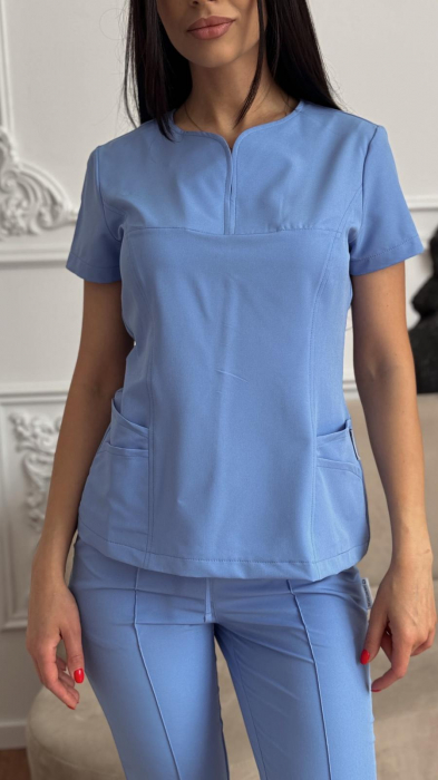 Pantaloni medicali model Linda *Albastru elastan [2]