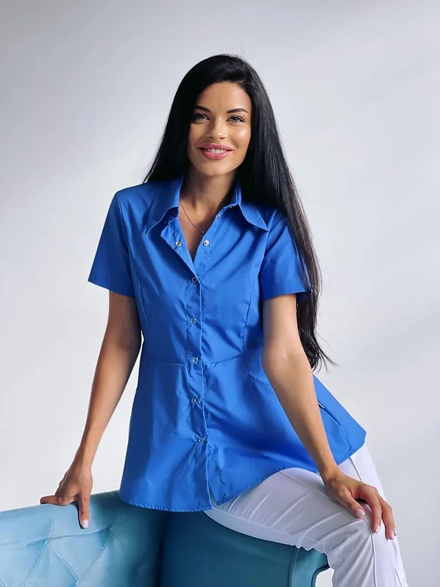 Bluze Medicale - Bluză medicală model Alice*Albastru