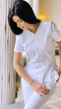 Bluze Medicale - Bluză medicală model Alina *Alb elastan
