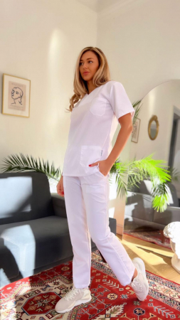 Bluze Medicale - Bluză medicală model Cristina*Alb