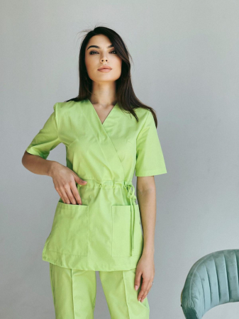 Uniforme pentru femei - Costum medical model Linda * Lime  elastan 5B