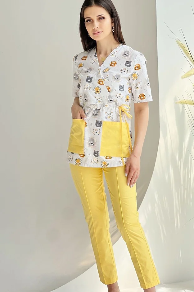 Uniforme pentru femei - Pantaloni medicali model Dentus*Galbeni