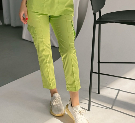 Pantaloni Medicali - Pantaloni medicali model Linda  5B * Lime elastan