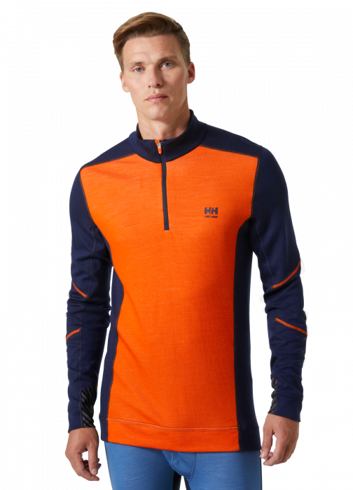 Bluza Helly Hansen Lifa Base Layer Merino Half Zip, bleumarin/portocaliu, XL [3]