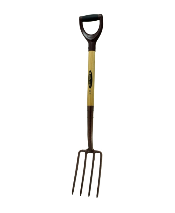 Furca sapat ingusta cu 4 coarne din otel carbon, coada de lemn, maner D plastic, Spear & Jackson Elements [2]