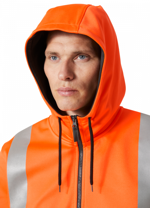 Hanorac reflectorizant cu gluga Helly Hansen Addvis Zip CL1, portocaliu/negru abanos, XS [5]