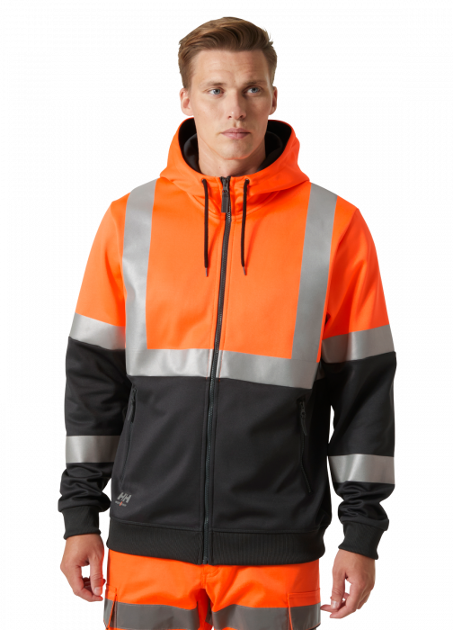 Hanorac reflectorizant cu gluga Helly Hansen Addvis Zip CL1, portocaliu/negru abanos, XS [3]