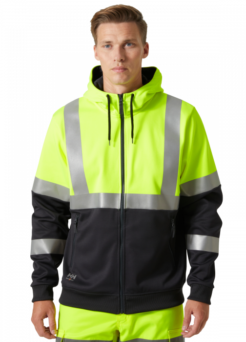 Hanorac reflectorizant cu gluga Helly Hansen Addvis Zip CL1, galben/negru abanos, 5XL [3]