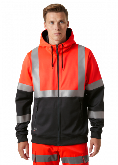Hanorac reflectorizant cu gluga Helly Hansen Addvis Zip CL1, rosu/negru abanos, 3XL [3]
