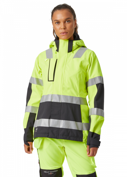 Jacheta dama reflectorizanta cu gluga Helly Hansen Luna Shell CL2, galben/negru, XL [3]