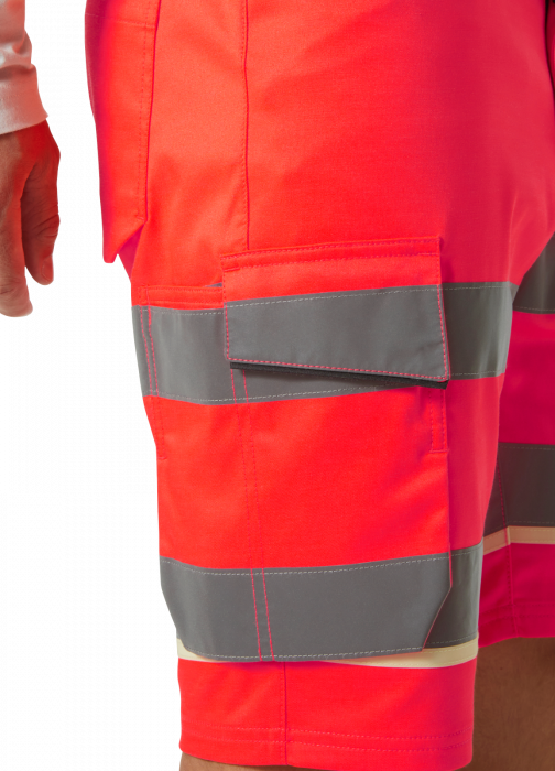 Pantaloni de lucru reflectorizanti scurti Helly Hansen UC-ME Cargo CL1, rosu/negru, C70 [5]
