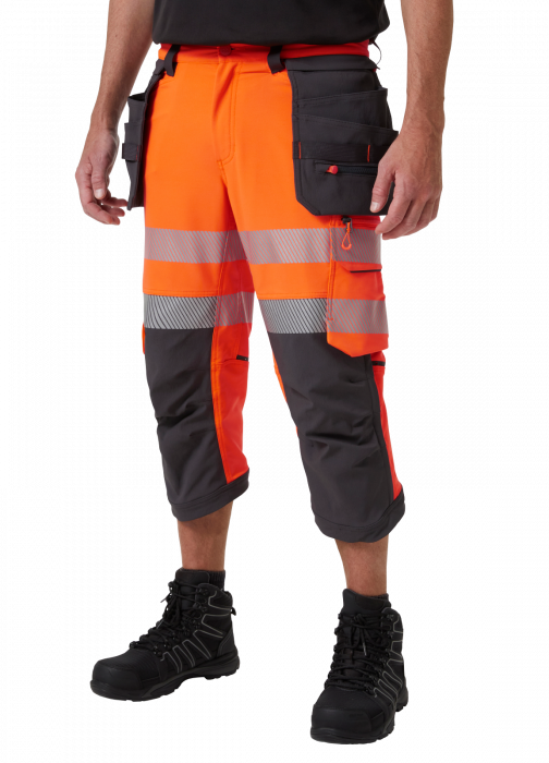 Pantaloni de lucru trei sferturi Helly Hansen ICU BRZ Construction Pirate CL1, portocaliu/negru, C44 [3]