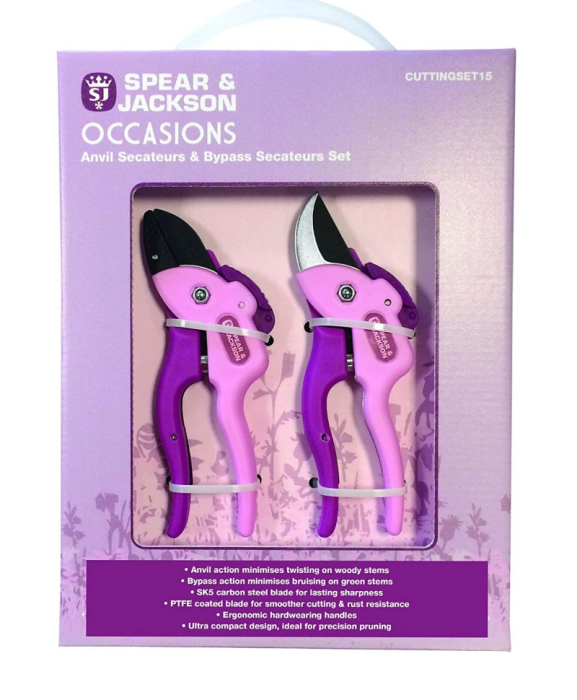 Set cadou cu doua foarfeci gradinarit mici, roz, Spear & Jackson Occasions [2]