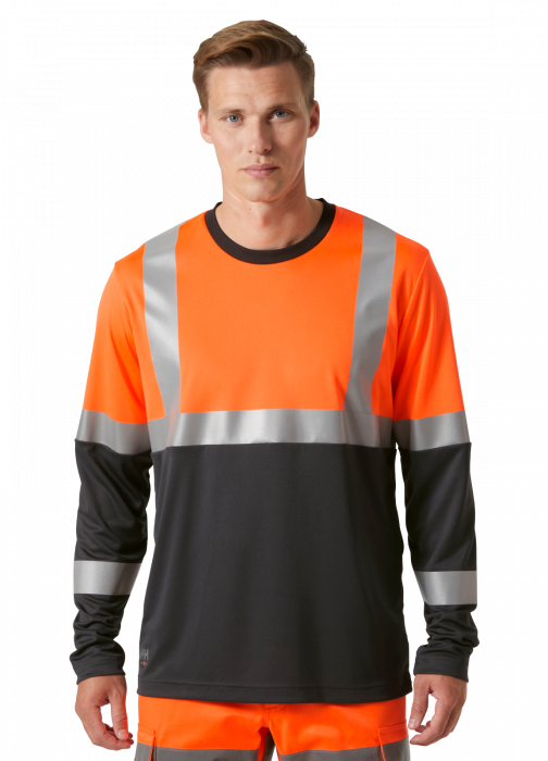 Tricou reflectorizant cu maneca lunga Helly Hansen Addvis CL1, portocaliu/negru abanos, 5XL [3]