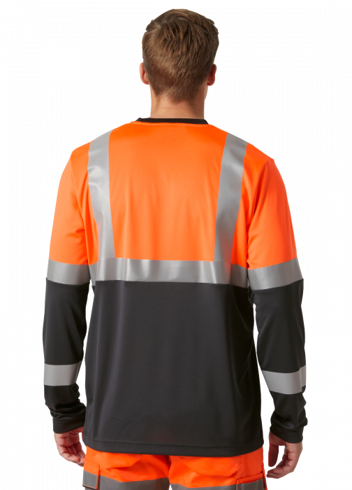 Tricou reflectorizant cu maneca lunga Helly Hansen Addvis CL1, portocaliu/negru abanos, 5XL [4]
