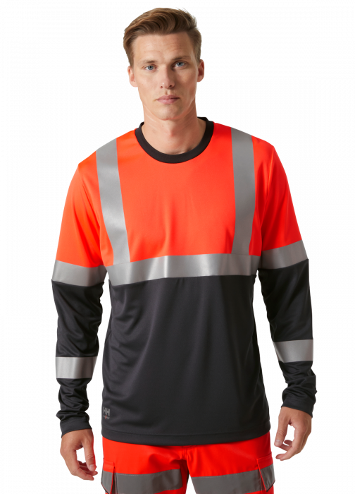 Tricou reflectorizant cu maneca lunga Helly Hansen Addvis CL1, rosu/negru abanos, L [3]
