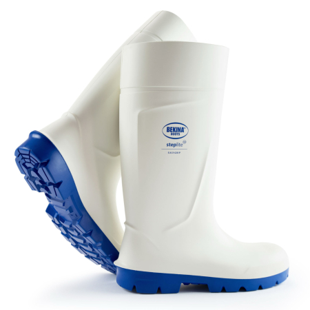 Cizme protectie Bekina Steplite EasyGrip, S4, alb/albastru