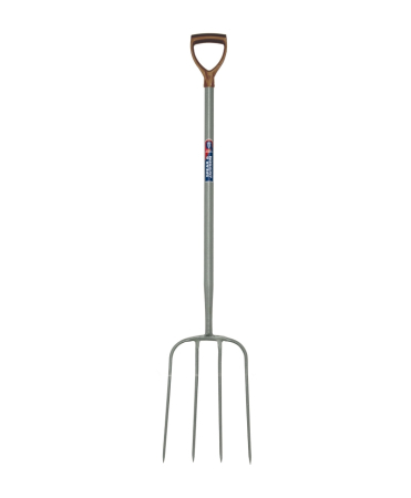 Unelte specializate ferma - Furca compost cu 4 coarne otel carbon, coada tubulara metalica, maner D plastic, Spear & Jackson Neverbend Professional