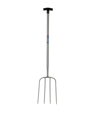 Unelte specializate ferma - Furca compost cu 4 coarne otel carbon, coada tubulara metalica, maner T plastic, Spear & Jackson Neverbend Professional