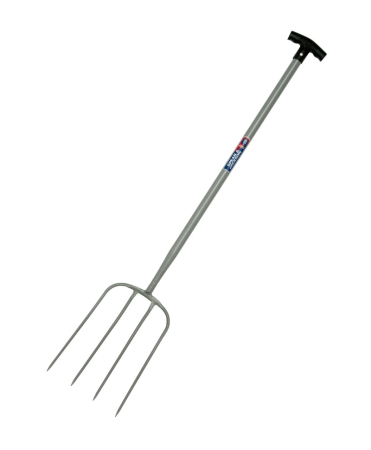 Furca compost cu 4 coarne otel carbon, coada tubulara metalica, maner T plastic, Spear & Jackson Neverbend Professional [1]