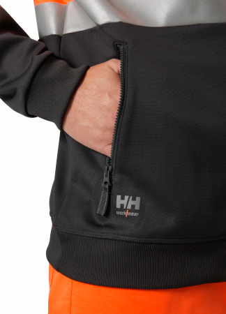 Hanorac reflectorizant cu gluga Helly Hansen Addvis Zip CL1, portocaliu/negru abanos, 5XL [5]
