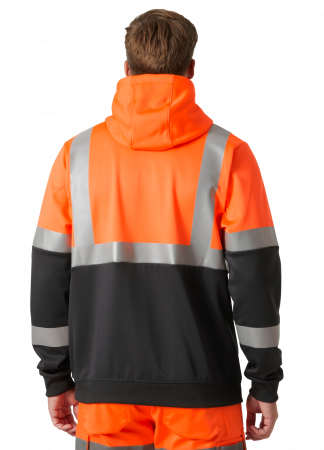 Hanorac reflectorizant cu gluga Helly Hansen Addvis Zip CL1, portocaliu/negru abanos, 5XL [3]