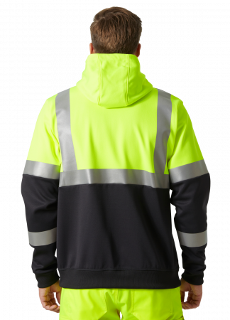 Hanorac reflectorizant cu gluga Helly Hansen Addvis Zip CL1, galben/negru abanos, 5XL [3]