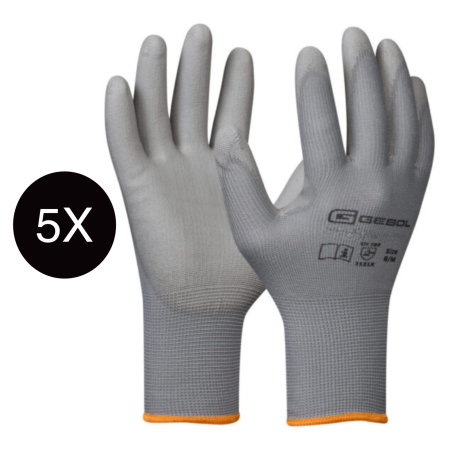 Manusi protectie - Manusi de protectie Gebol Nano Flex gri, set 5 bucati