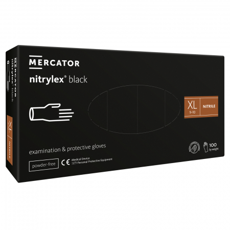 Alte accesorii echipamente protectie - Manusi nitril nepudrate Nitrylex Black, cutie 100 bucati