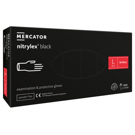 Alte accesorii echipamente protectie - Manusi nitril nepudrate Nitrylex Black, cutie 100 bucati