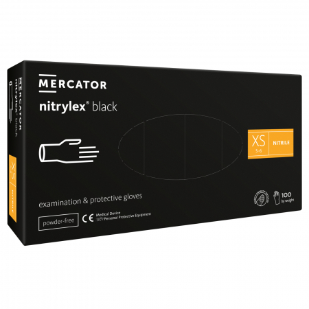 Alte accesorii echipamente protectie - Manusi nitril nepudrate Nitrylex Black, cutie 100 bucati