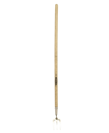 Scule si unelte - Mini furca gradinarit cu 3 coarne inox, coada lemn extralung, Spear & Jackson Traditional Stainless