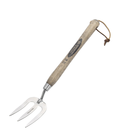 Scule si unelte - Mini furca gradinarit cu 3 coarne inox, coada lemn lung, Spear & Jackson Traditional Stainless