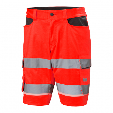 Pantaloni si salopete - Pantaloni de lucru reflectorizanti scurti Helly Hansen UC-ME Cargo CL1, rosu/negru, C66