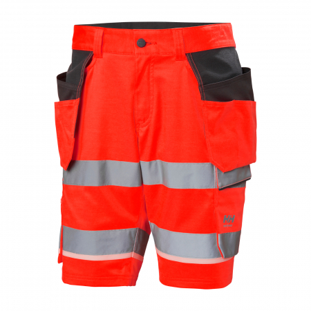 Pantaloni si salopete - Pantaloni de lucru reflectorizanti scurti Helly Hansen UC-ME Construction CL1, rosu/negru, C66