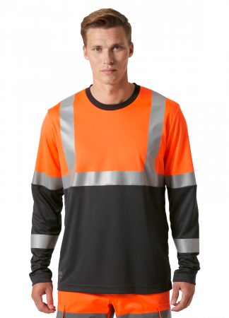 Tricou reflectorizant cu maneca lunga Helly Hansen Addvis CL1, portocaliu/negru abanos, 5XL [2]