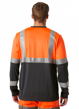 Tricou reflectorizant cu maneca lunga Helly Hansen Addvis CL1, portocaliu/negru abanos, 5XL [3]