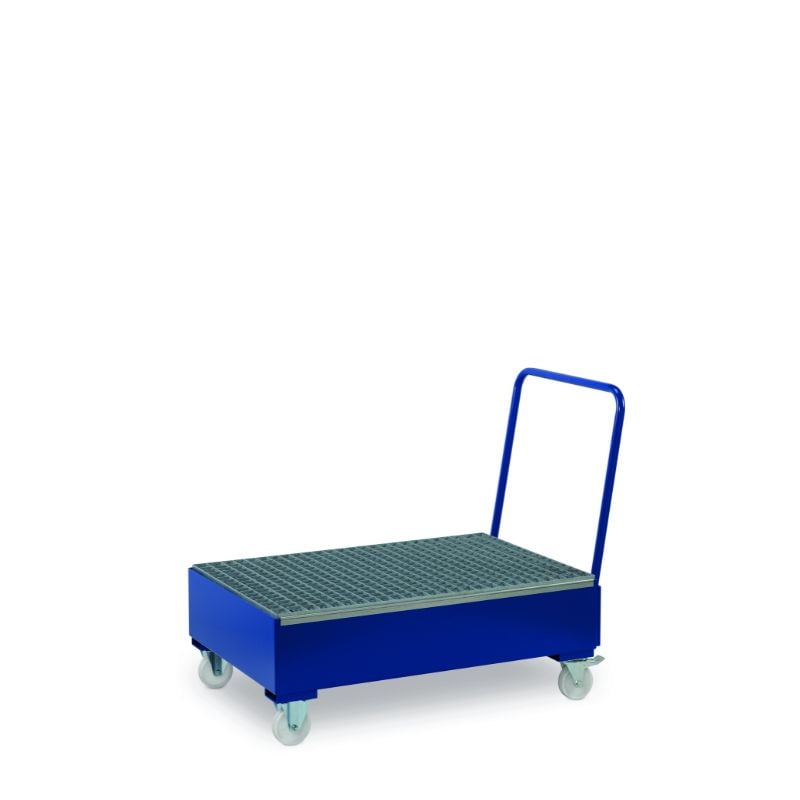 Cuva de retentie metalica, cu gratar, pe roti, volum 205 l, 135x81x109 cm [2]